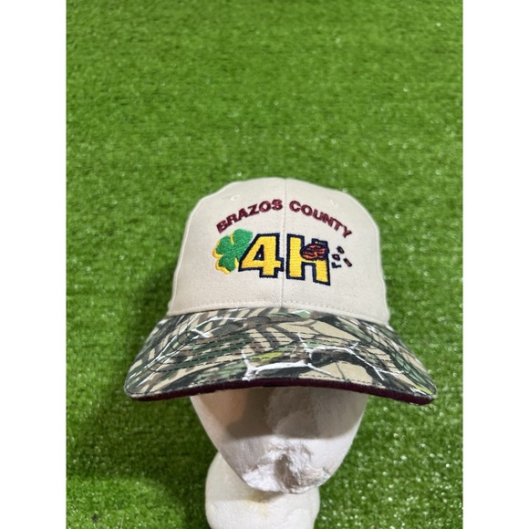 vintage brush country camo hat SW TX pattern 90s 4H hat brazos county Texas Flag - Picture 1 of 6
